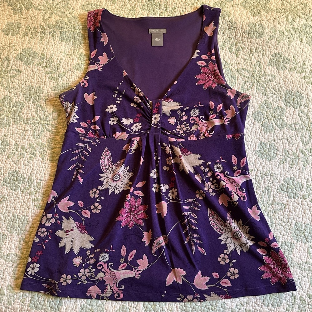 Ann Taylor Purple Floral Tank Top